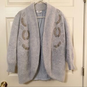 VTG FULLY FASHION Angora Eyelash Knit Embroidered Lined Jacket Women's Sz OS